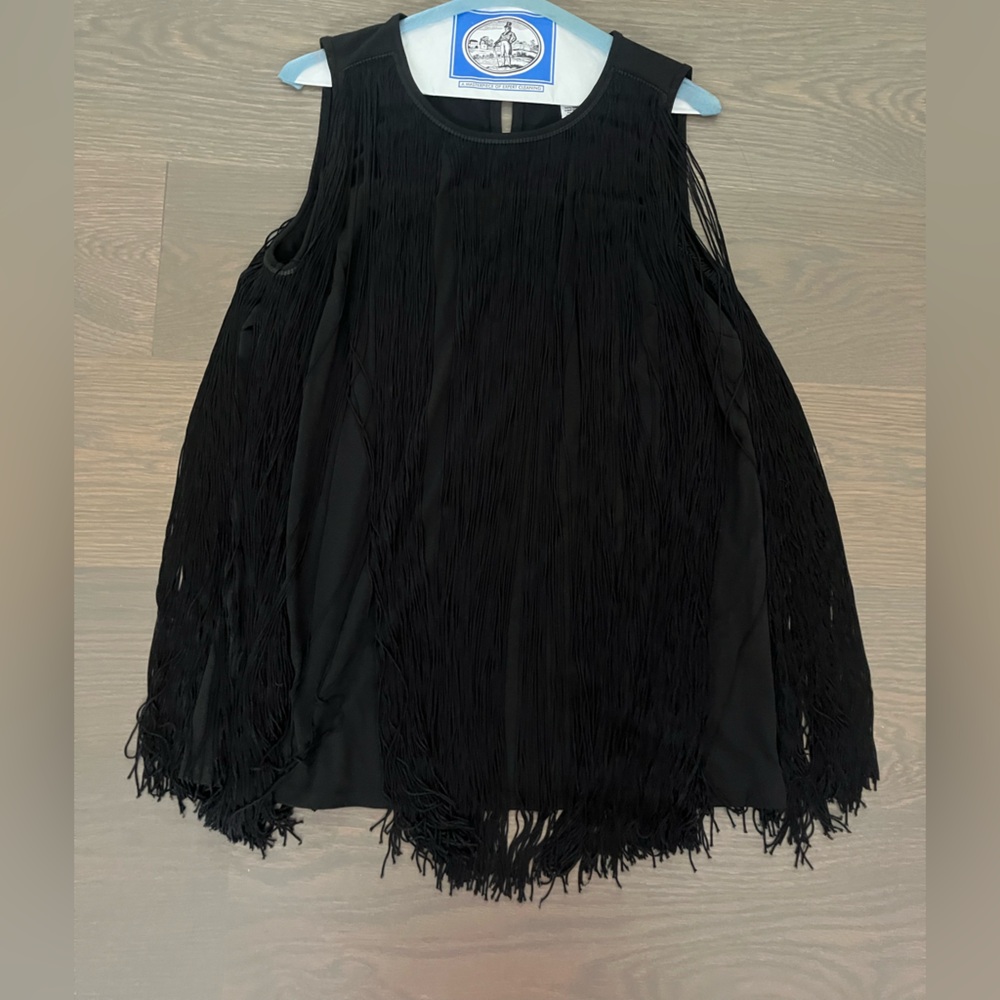 Carmen Marc Valvo Black Fringe women’s top